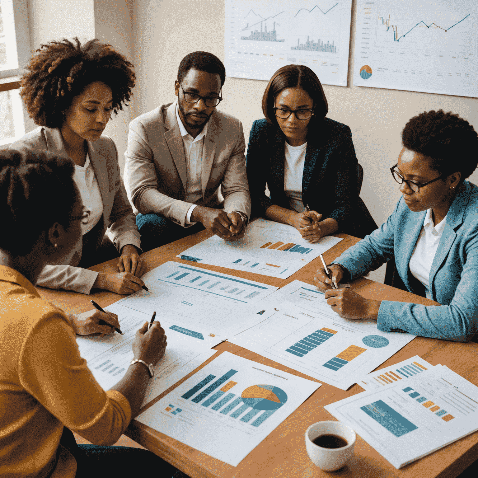 A diverse group of South Africans attending a financial literacy workshop, with charts showing various tax-efficient saving methods