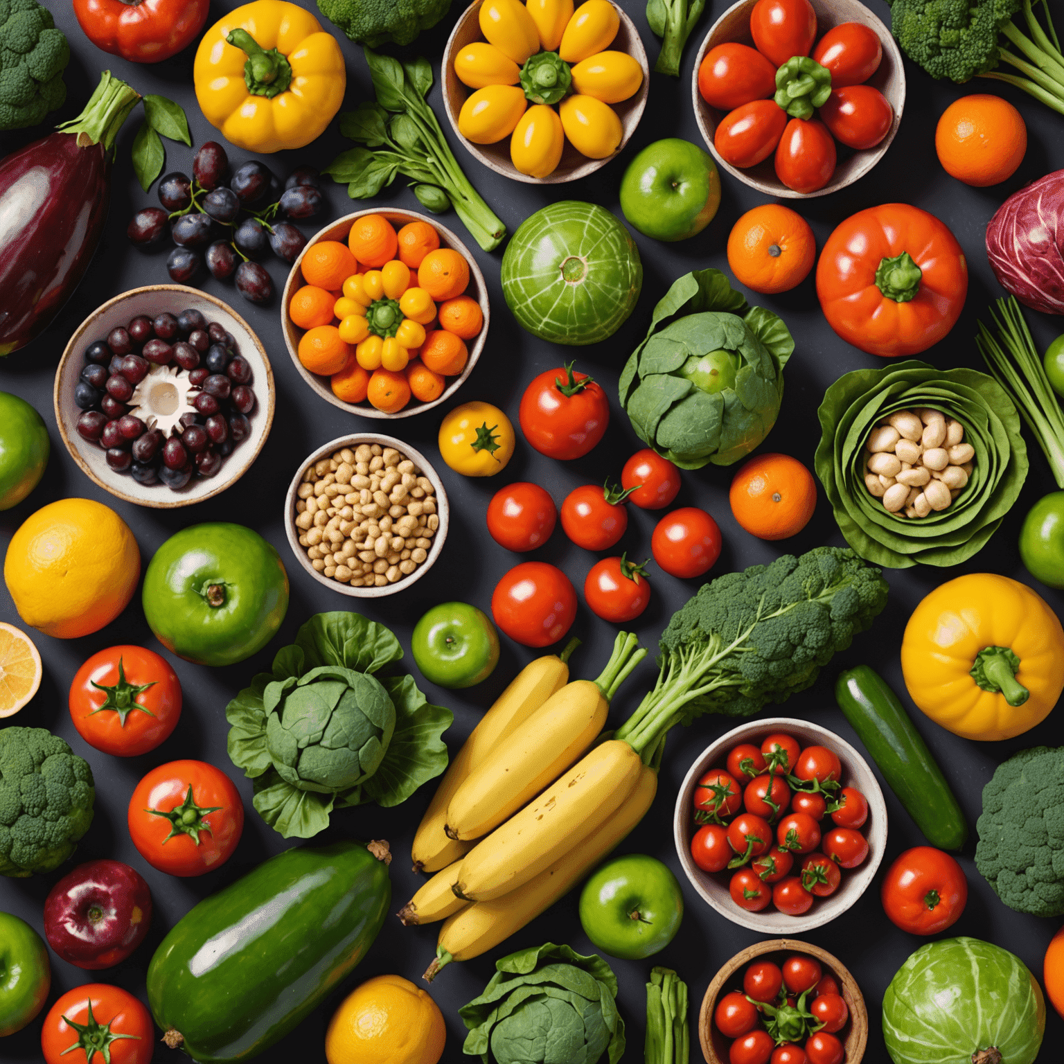 Colorful array of fresh South African produce including fruits and vegetables